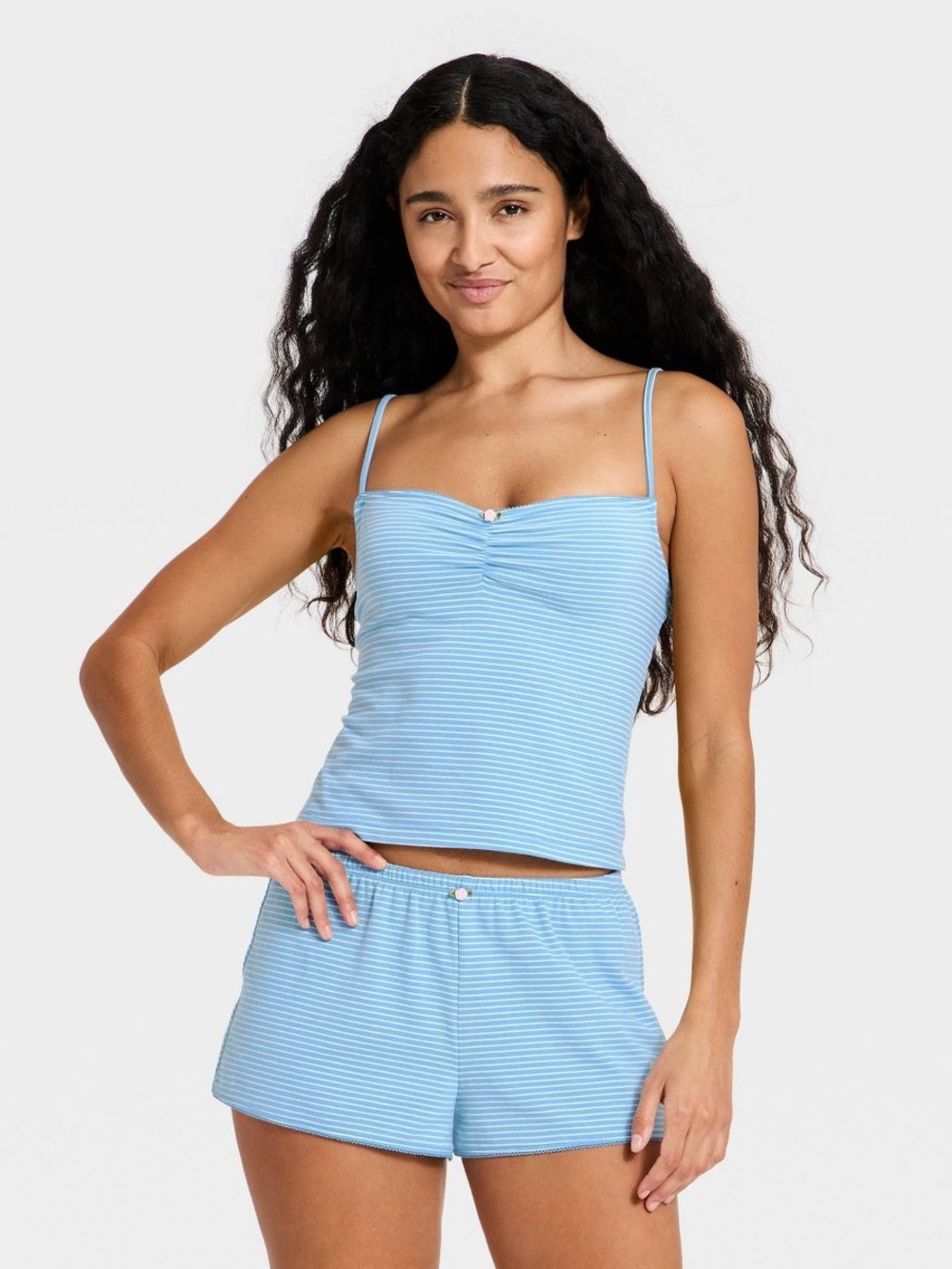 wild fable Light Blue Striped Cami & Shorts Sleep Set